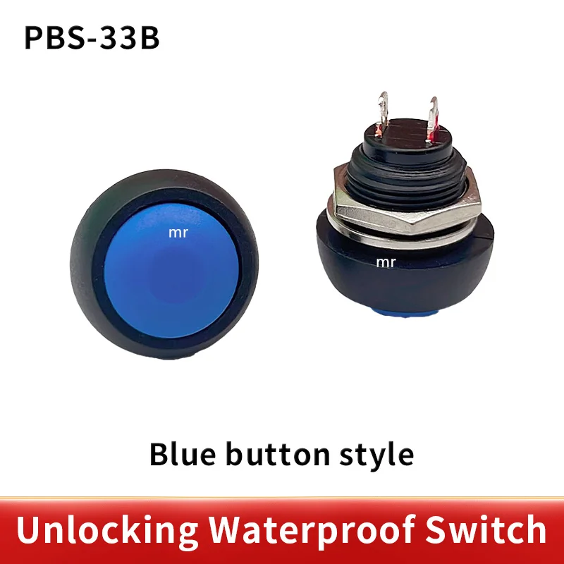 1Pcs pbs-33b 2Pin Mini Switch 12mm  1A waterproof switch pbs33b 12v momentary Push button Switch reset Non-locking pbs-33b