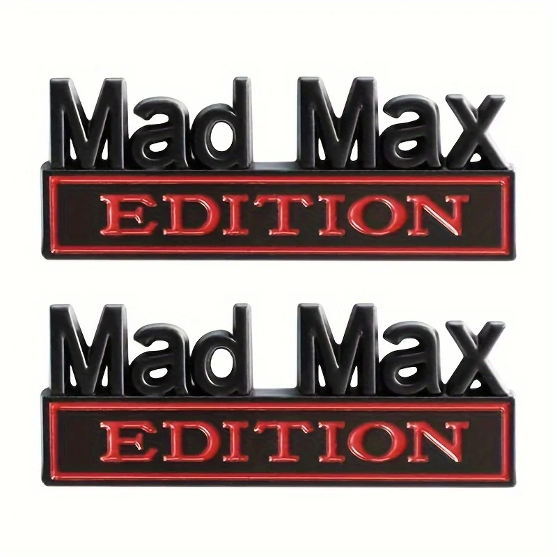 2PCS Mad Max Edition Emblem Sticker Badge Fender Funny Decals Car Truck Replacement Door for Universal Vehicle SUV Motorcycle