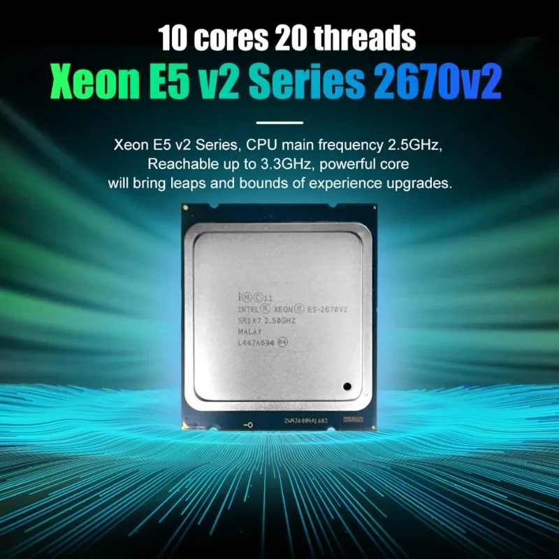 Procesador Intel Xeon de escritorio usado, procesador Serve E5 2670 V2 E5-2670 V2 CPU 2,5 LGA 2011 SR1A7, diez núcleos, E5 2670V2