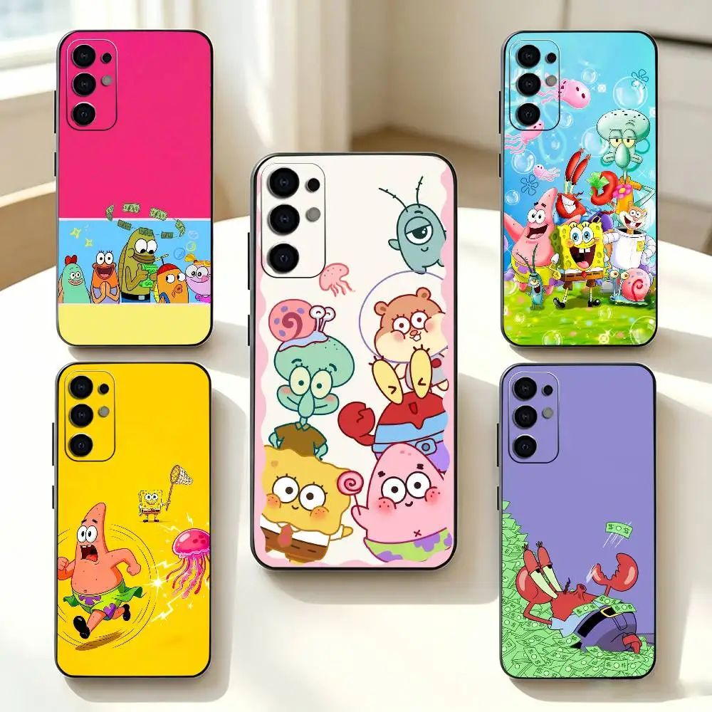 S-Sponges Cartoon Bob Phone Case For Samsung S25,S24,S21,S22,S23,S30,Ultra,S20,Plus,Fe,Soft Silicone Black Cover