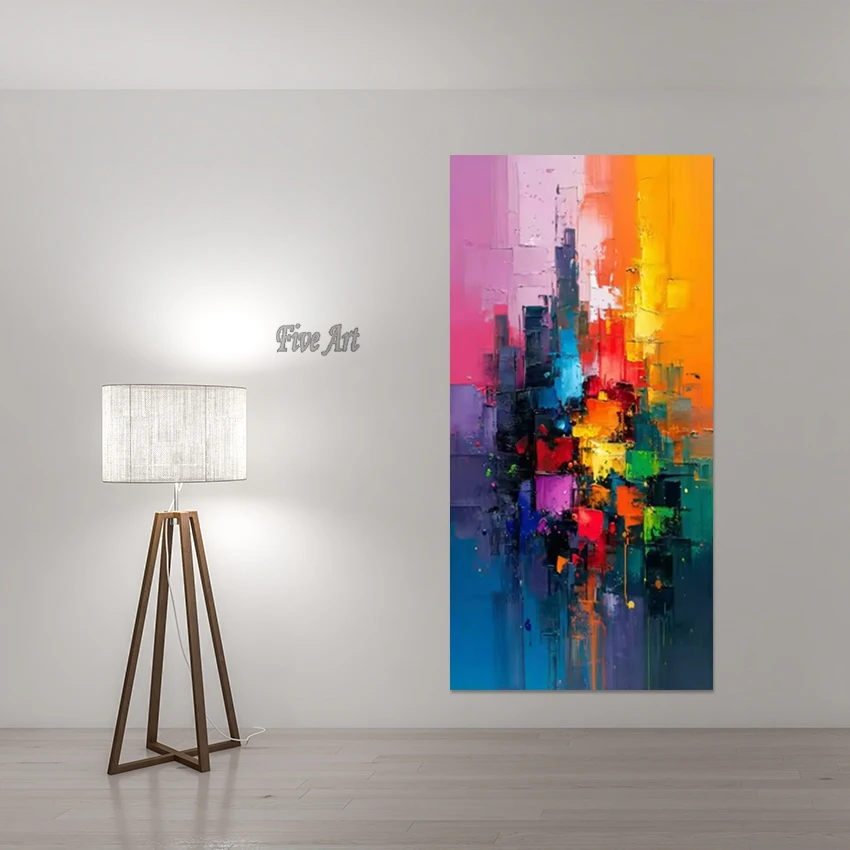 

Colored Thick Acrylic Hand Painted Abstract Oil Painting, Large Size, Cheap Canvas Pictures, Frameless, Home Decoration Wall Art