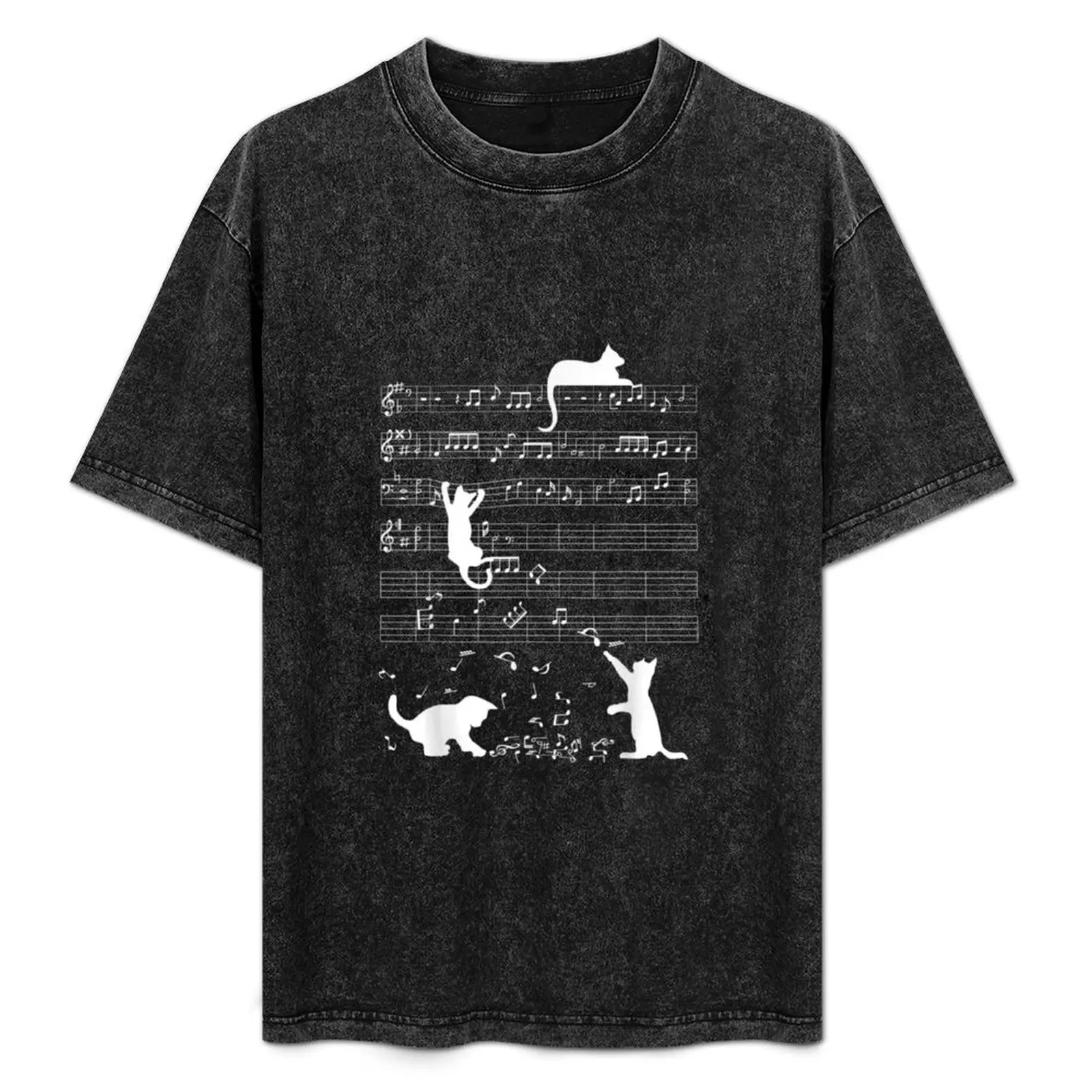 

Cute Cat Kitty Playing Music Clef Piano Musician Art T-Shirt shirts graphic tee Aesthetic clothing Short sleeve tee men