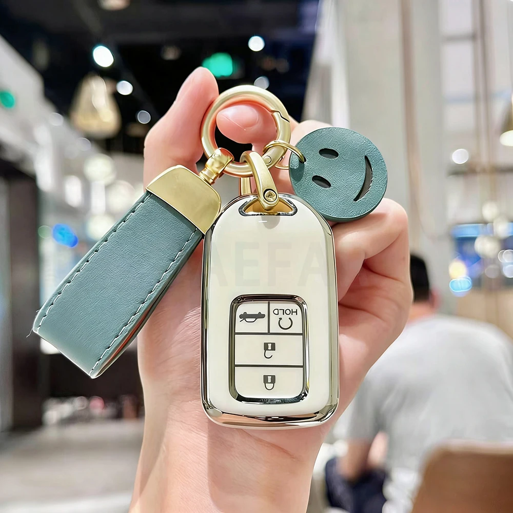 

Чехол-брелок для ключей автомобиля Honda Fit, Lucky, Vezel, City, Civic, Jazz, BRV, BR-V, HRV, HR-V, Shuttle, GP8, из ТПУ, с держателем для ключей