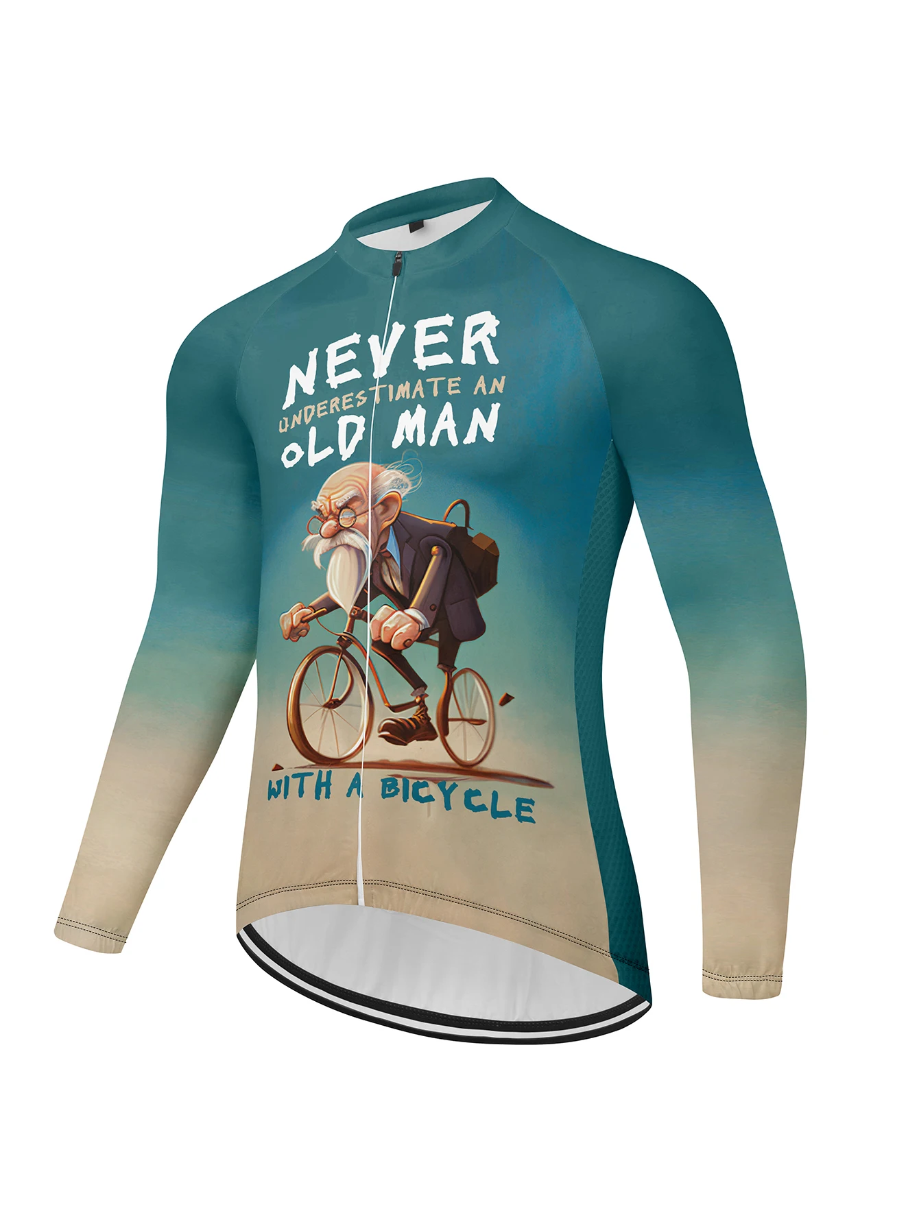 Men\'s Cycling Jersey Long Sleeve 3D-printed Old men Bike Jacket Top with 3 Rear Pockets Mountain Bike MTB Road Bike Cycling