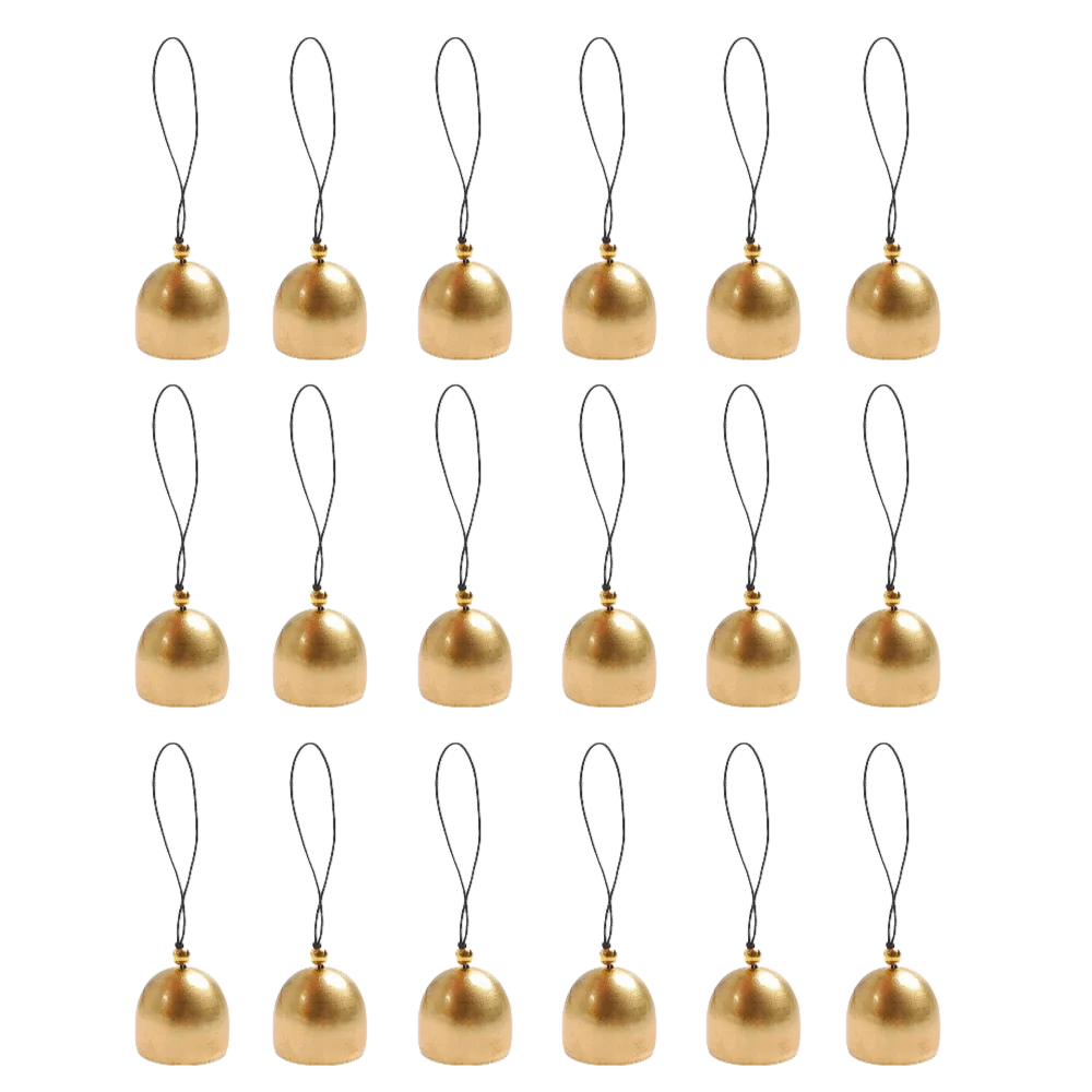 18PCS Festive Vintage Golden Hanging Bells Round Shape Metal Metal Bell Pendant With Hanging Rope Bells Party Wedding