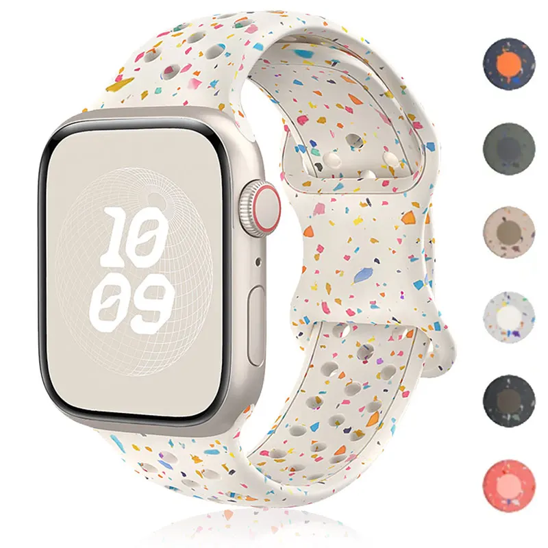 Sport Silicone Strap for Apple watch band 40mm 41mm 45mm 44mm 46mm 49mm 42mm Breathable bracelet iwatch Series 10 9 8 SE Ultra 2