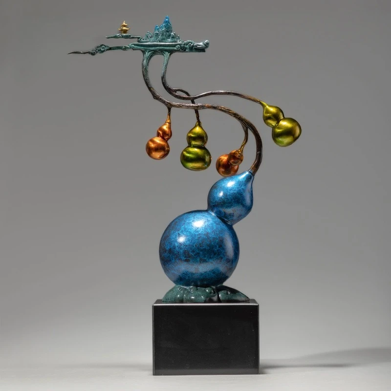 

Color copper gourd ornament home living room entrance new Chinese style