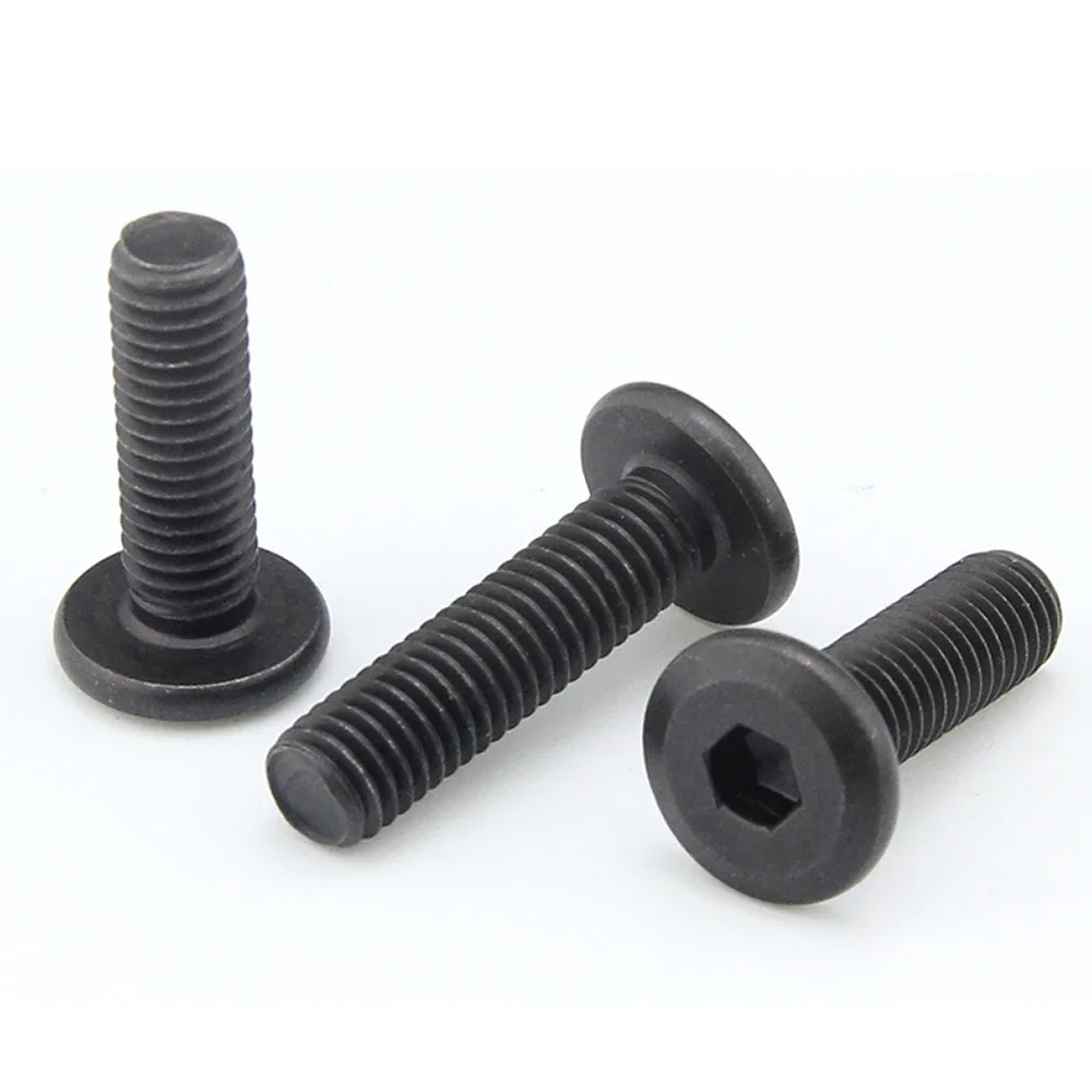 10/20/50Pcs M3 M4 M5 M6 M8 Hypotenuse Flat Head Hex Socket Drive Screw Down Side Furniture Screws Black Carbon Steel