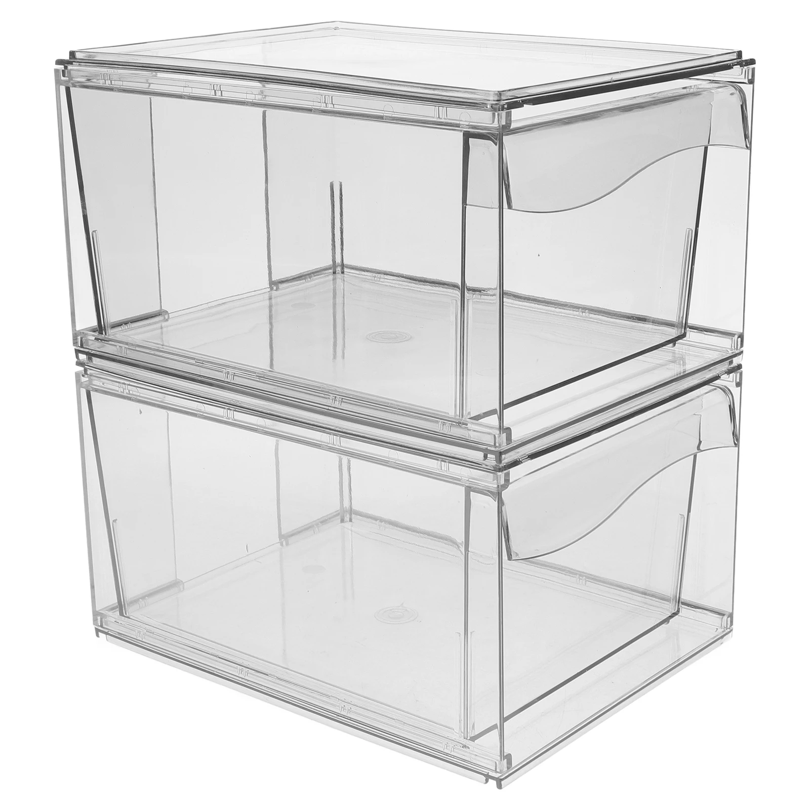 

2Pcs Acrylic Box Drawer Style Organizer Easy Clean Desktop Sundry Holder Acrylic Box