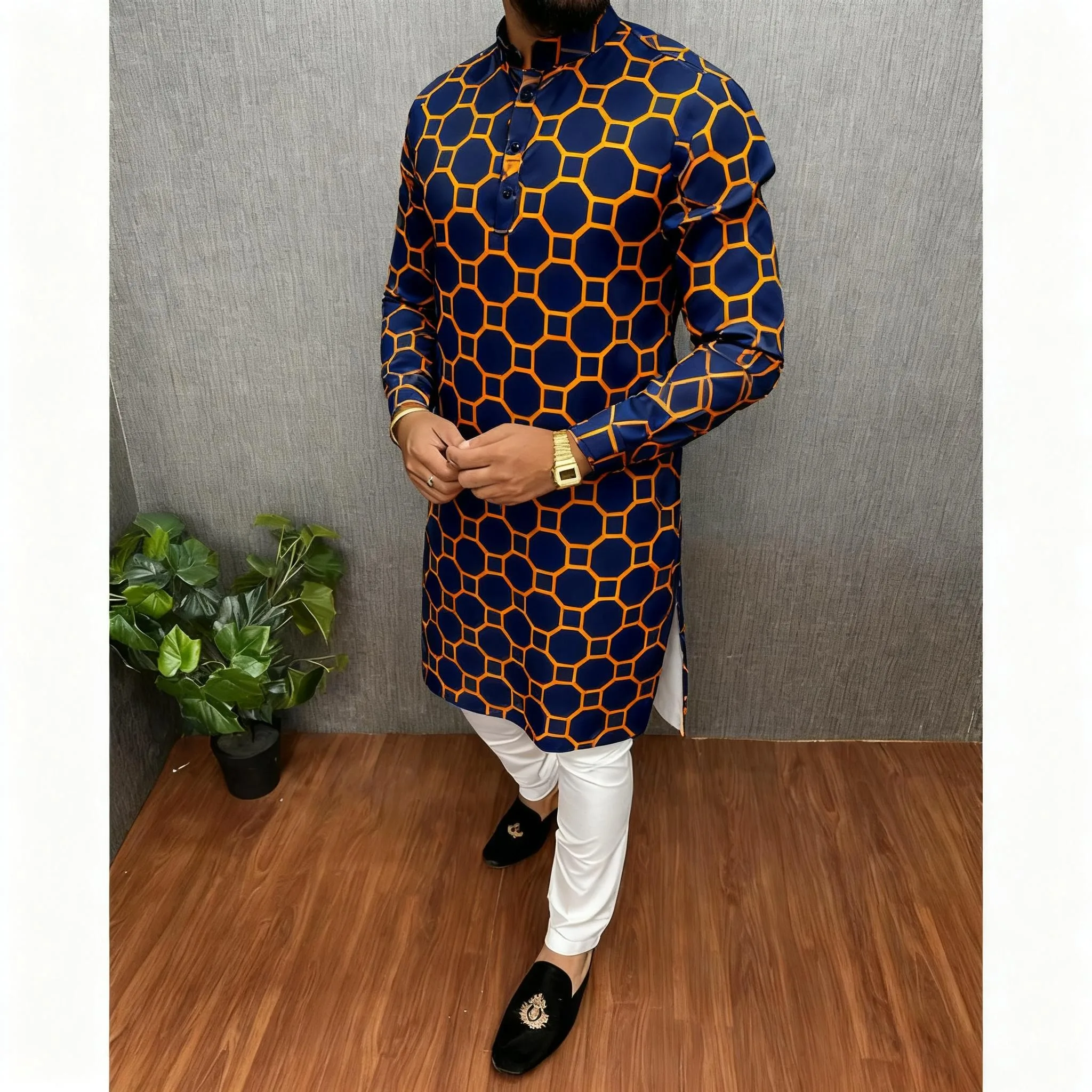 جديد الرجال الرقمية المطبوعة كورتا فاردهة منتظم صالح اليوسفي طوق طويل مناسبة النمط الوطني ملابس مسلمة المغربي Thobes الرجال #4