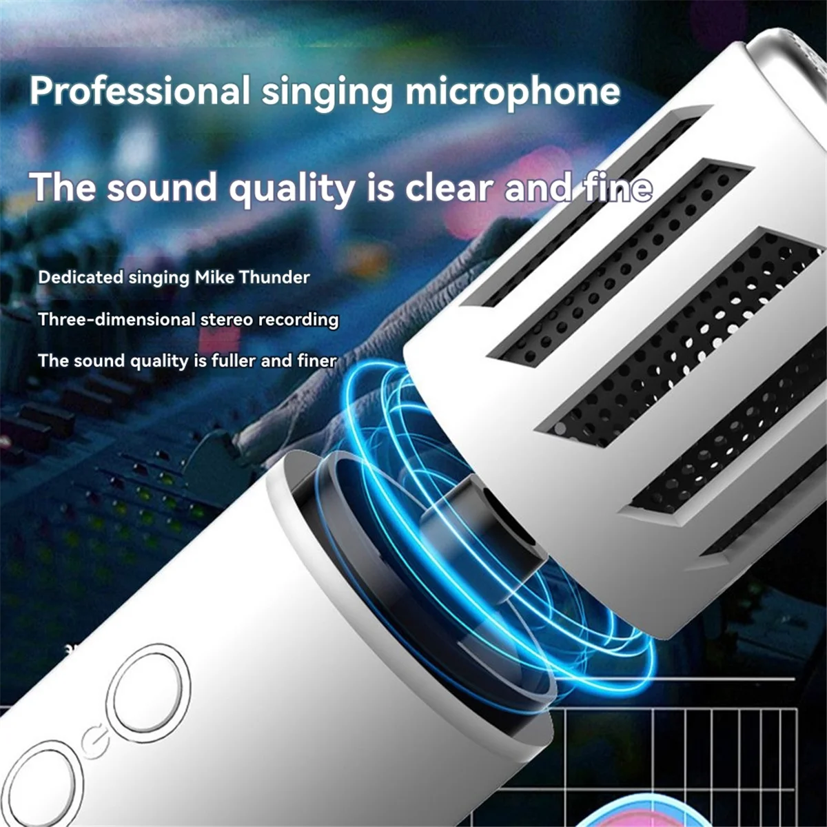 ABNJ Wireless Bluetooth Portable Hand-Held Mic for Home KTV Audio Conference Noise Reduction Colorful Light New Karaoke Pink