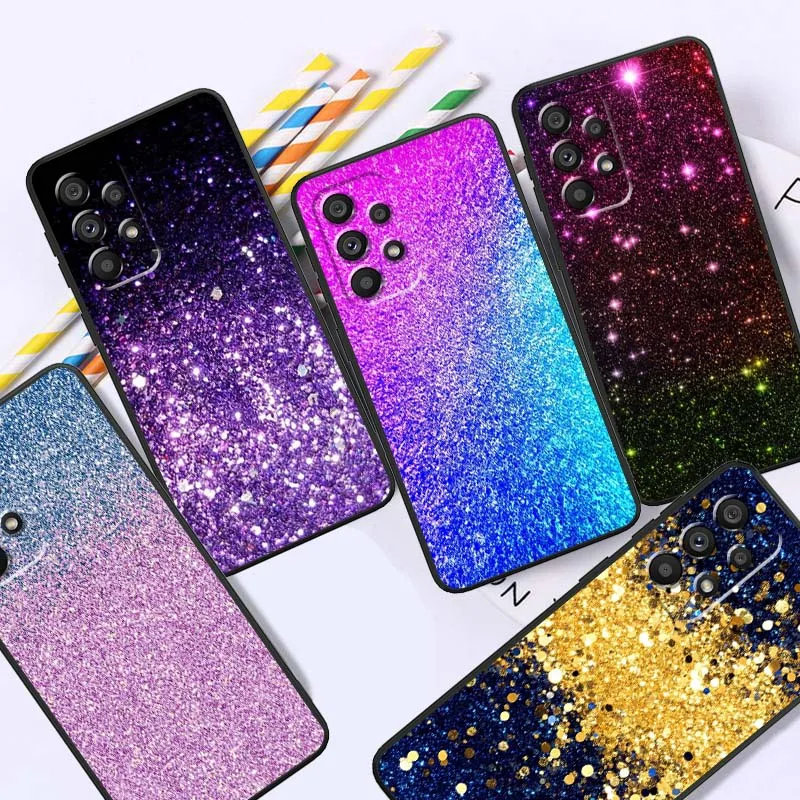 

Сверкающий красивый популярный чехол для телефона Samsung A73 A72 A71 A55 A54 A53 A52 A51 A13 A22 A16 A15 A05s A14 A05 A06 5G Черный