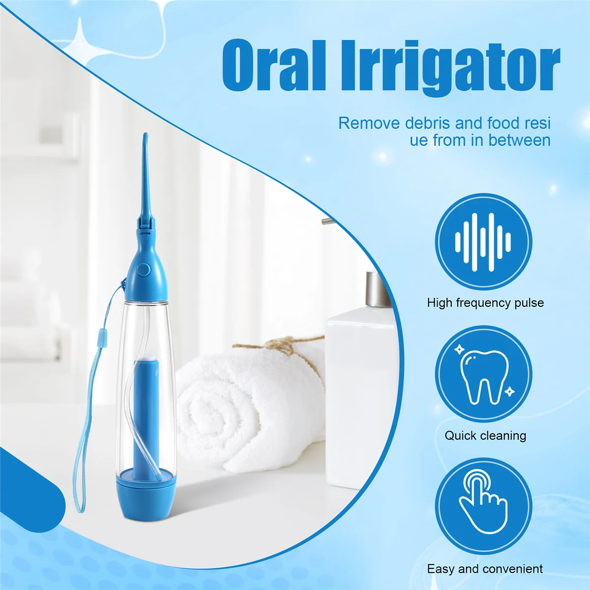 Irrigador Oral Portátil, Limpar a Boca, Lave o Dente, Irrigação de Água, Manual de Água Dental Flosser, Sem Eletricidade, ABS, Novo