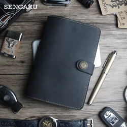 A6 Size Genuine Leather Notebook Cover Vintage Handmade Cowhide Diary Planner Binder School Travel Business Note Book