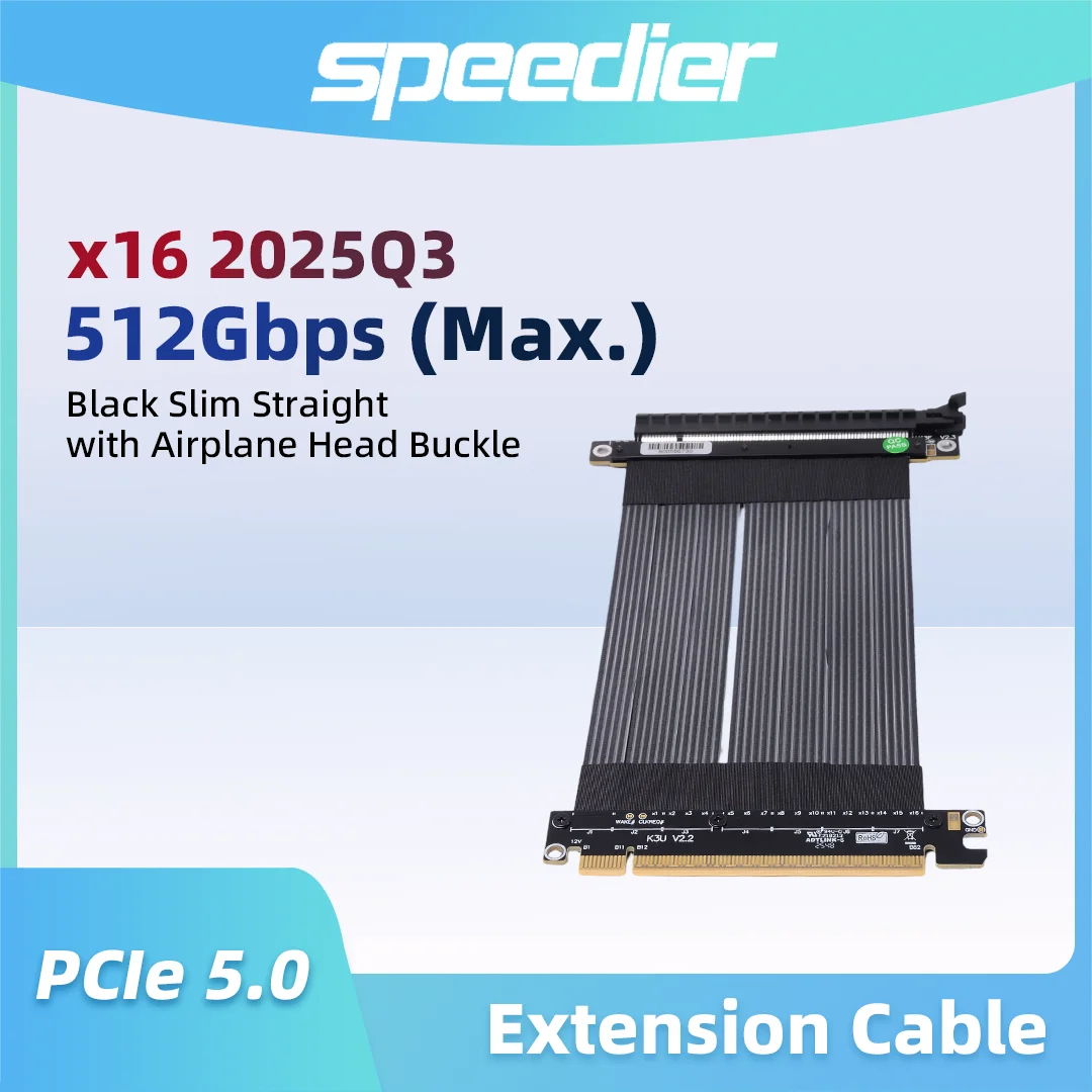 

Высокоскоростной удлинительный кабель-райзер PCIe 5.0 X16 для видеокарт, GEN5, 512 Гбит/с, 90/180 градусов, для NVIDIA RTX50, AMD RX90 GPU