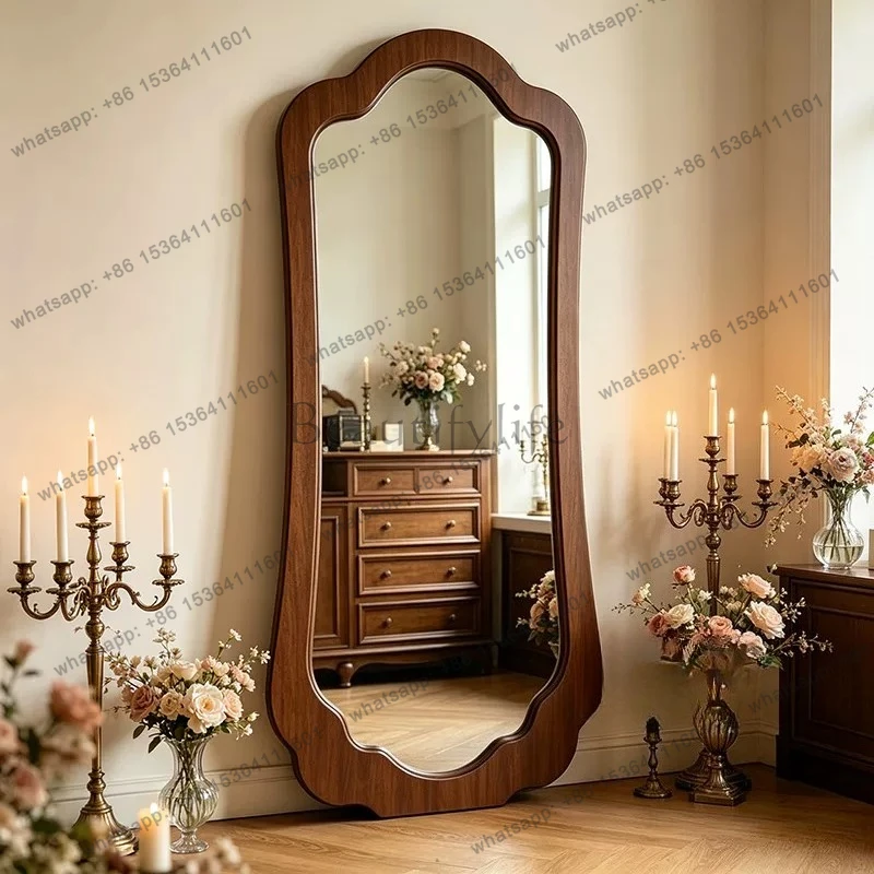 Medieval special-shaped full-body mirror household retro floor-to-ceiling full-length mirror American wall hanging