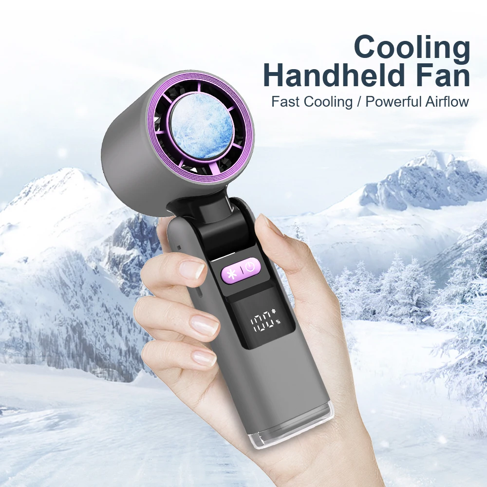 

Ice Cooling Handheld Fan Small Pocket Fans with Ice Cooler 13000 rpm 3-in-1 Portable Fan Rechargeable Speed(100)