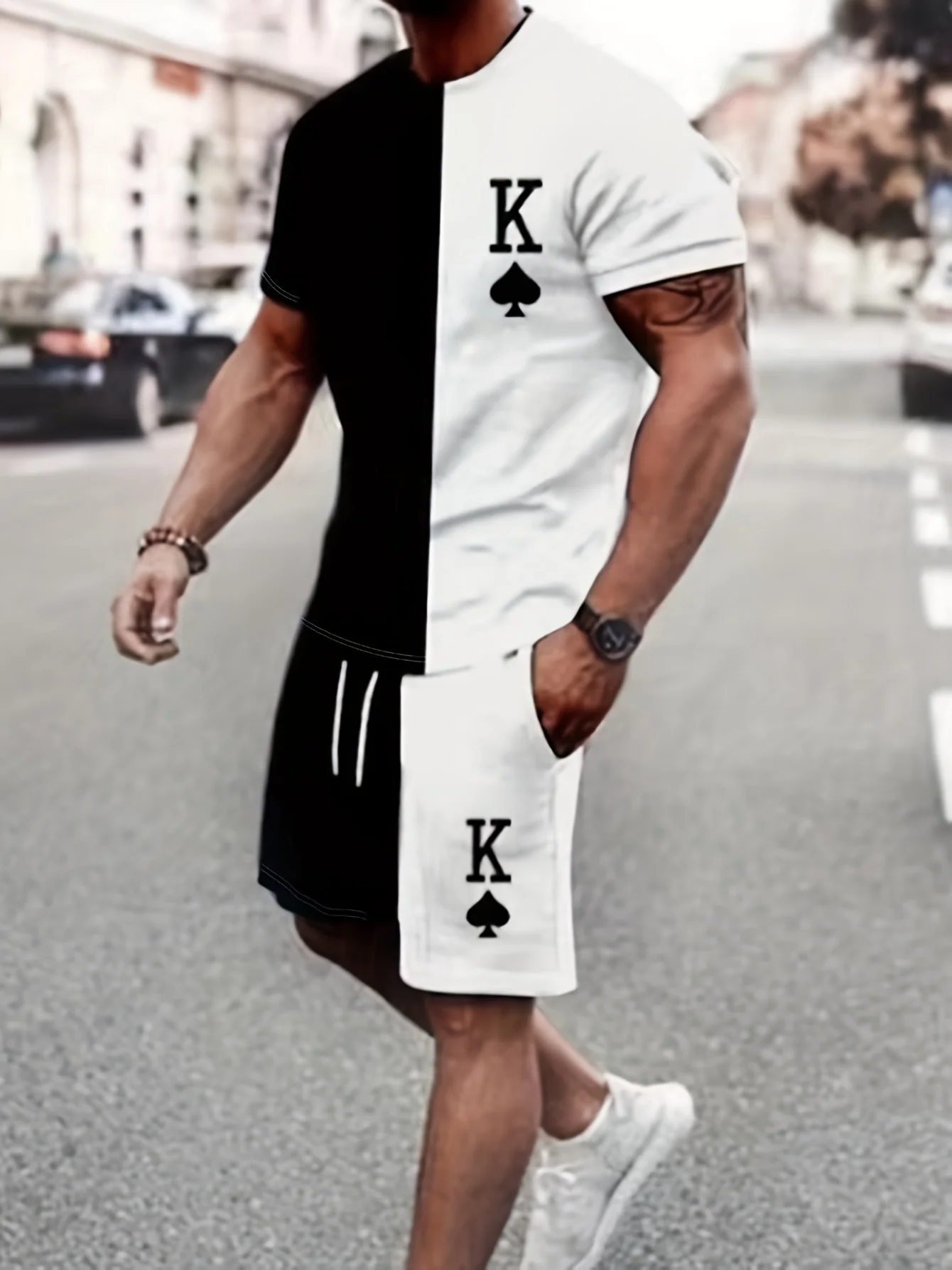 2025 Men Tracksuit T-shirt Shorts 2 Pieces Set Poker J 3D Printed Casual Suit Short Sleeve Streetwear Oversized Men\'s Clothing