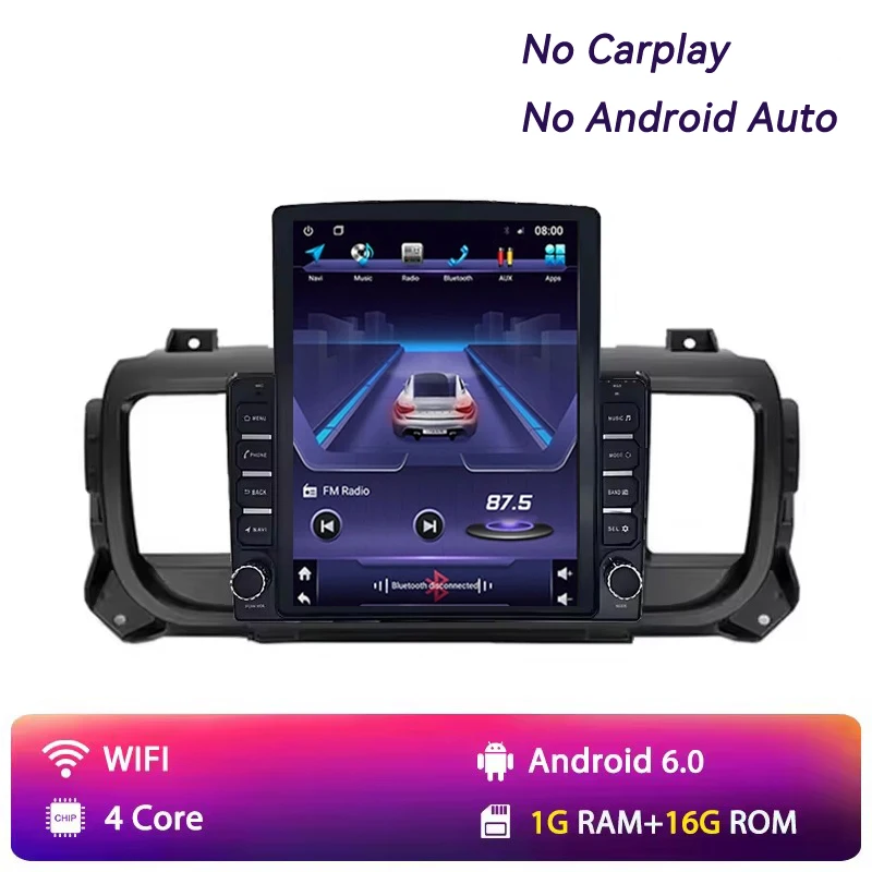 9.7 inch Android 16 Carplay voor Citroen Jumpy 3 SpaceTourer, Peugeot Expert 3 en Toyota Proace 2016-2021 multimediaspeler voor auto's
