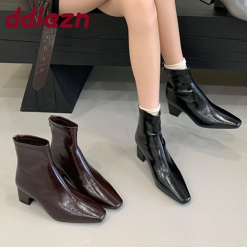 

Модные женские ботильоны на каблуке 3 см, женская обувь на молнии, современные женские короткие ботинки с острым носком, туфли-лодочки