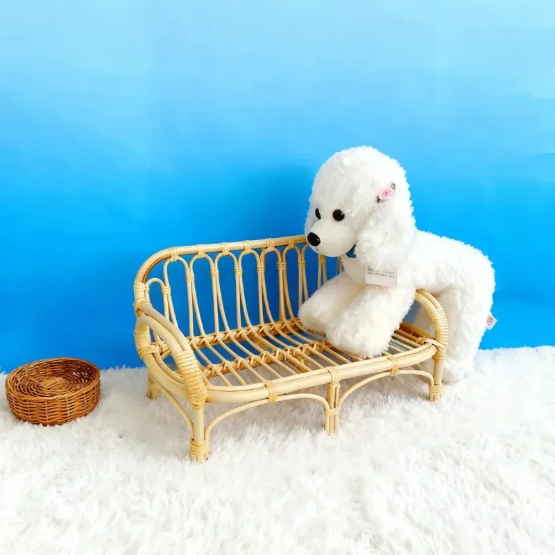 Handmade Vintage Bamboo Chair baby Photography Props Baby Bed Crib Unisex Posing Accessories For Baby Girl Boy Photo Shoots Set