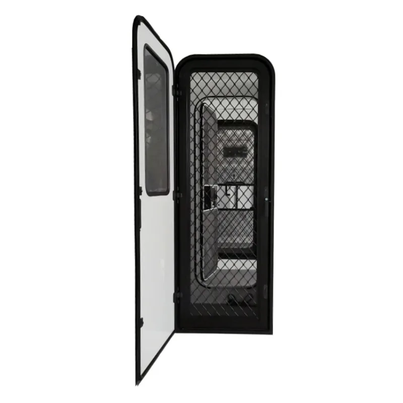 2025 E-mark Acrylic Windows Aluminum Alloy Three-point Linkage Lock Australian Style RV Trailer Caravan Door With Keys