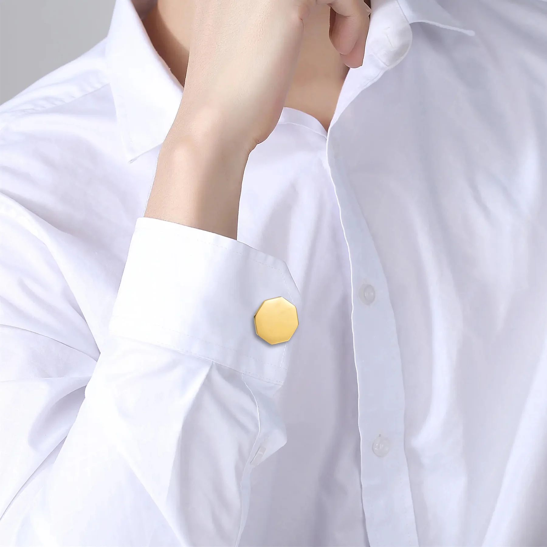 Freeteeme موضة 1 زوج أزرار أكمام للرجال النساء الفولاذ المقاوم للصدأ زر زوجين عشاق الكفة وصلة الزفاف عيد ميلاد مجوهرات هدية