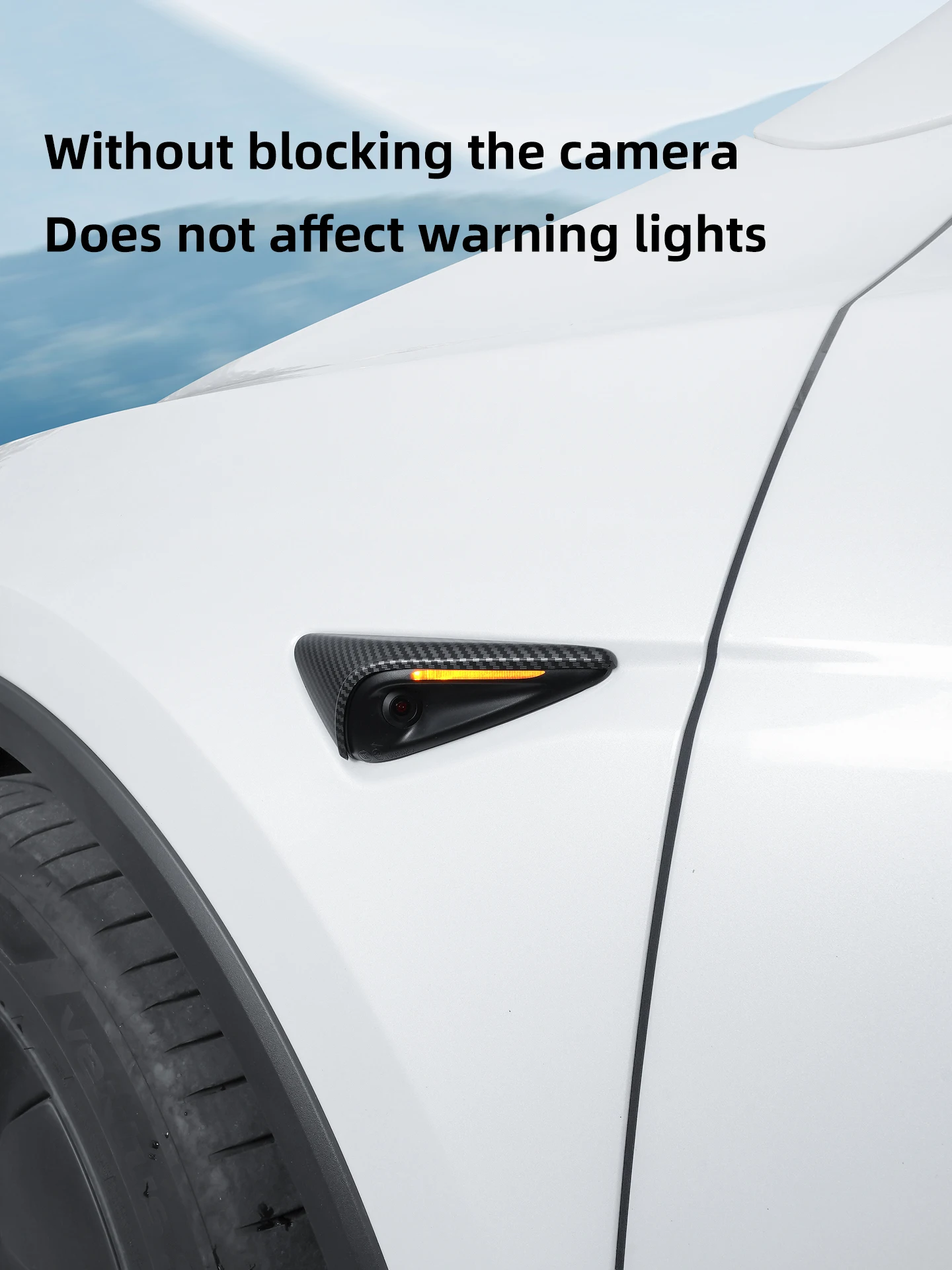 Für Tesla Model YL 2026 3 Highland Y Juniper Blinker-Kamera-Verkleidung Seitenblenden-Schutz ABS Carbonfaser-Muster – Detail 4
