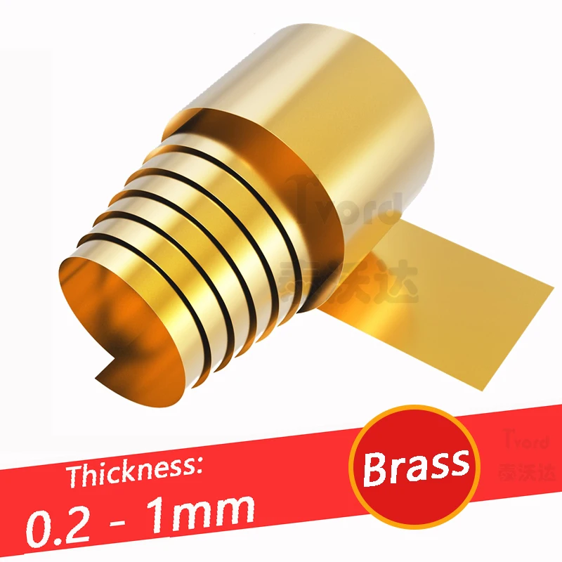 Brass Foil Thick 0.2 - 1mm Width 10 15 20 25 30 40 50-305mm Brass Sheet Brass Metal Thin Sheet Foil Plate Length 1/0.5Meter