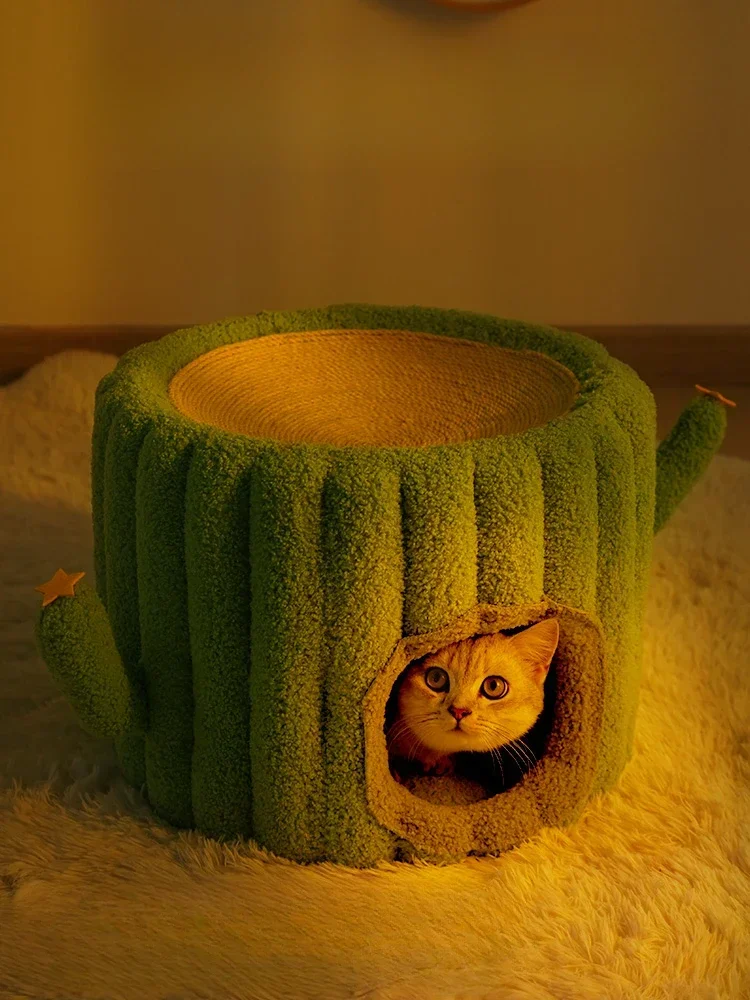 

Cat Nest Winter Warmth Closed Cat House Security Cat Scratching Board Integrated Four Seasons Universal Sleepingtunnel