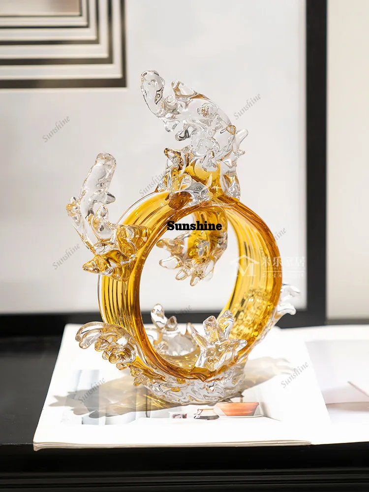 Modern light luxury glazed wind and wave ornaments, living room wealth is rolling soft decoration