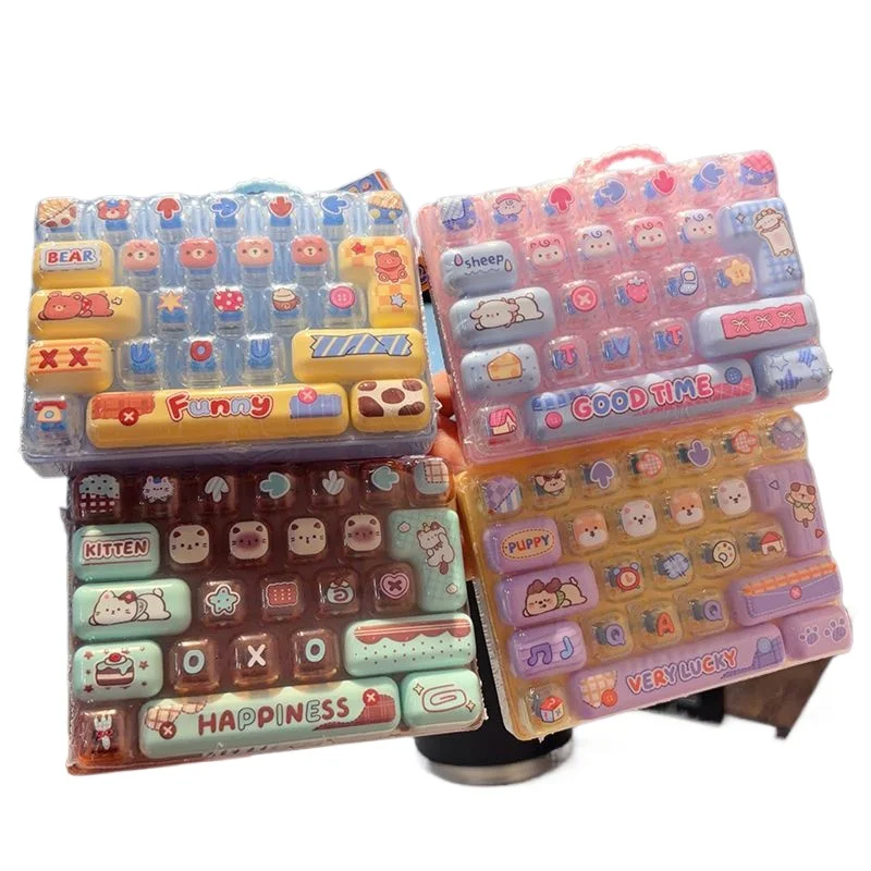New Online Celebrity cartoon Knock Decompression 26-Key Mechanical Keyboard Children's Toys Keychain Bag Ornaments Birthday Gift