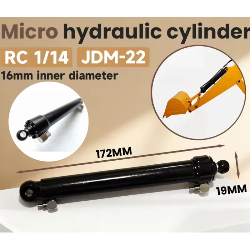 Metal Hydraulic Oil Cylinder 16MM Inner Diameter Double Acting Cylinder For 1/14 Tamiya RC Dump Truck Excavators Toy Model Parts