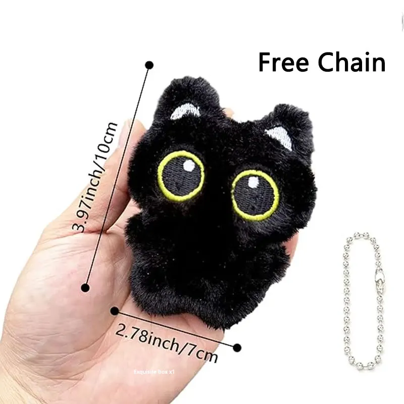 Simpatico gatto nero peluche 10 cm piccola bambola ciondolo portachiavi cartone animato morbido animale farcito bambola zaino borsa decorazione regalo