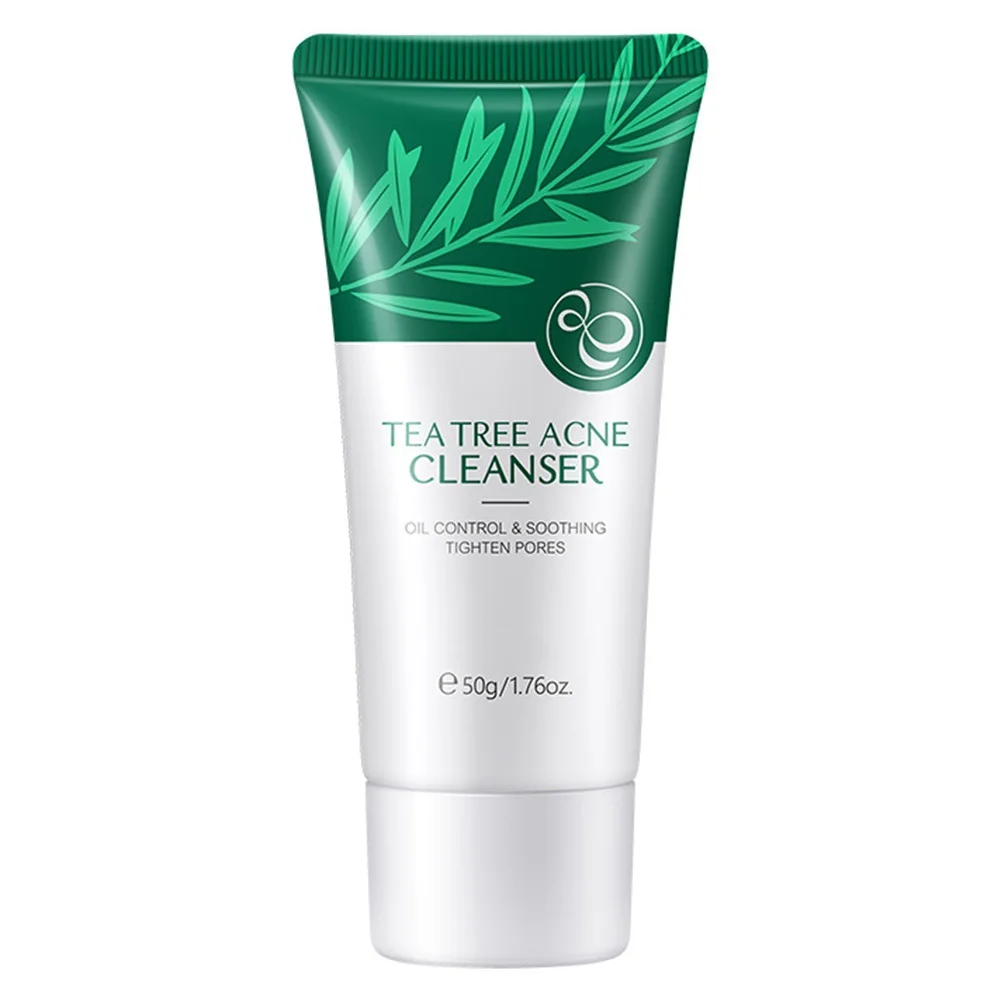 50g Tea Tree Acne Cleanser Facial Cleansing Tighten Pores Shrink Oil Control Rich Foam Wash Soothe Jojoba Pimple Beauty Health