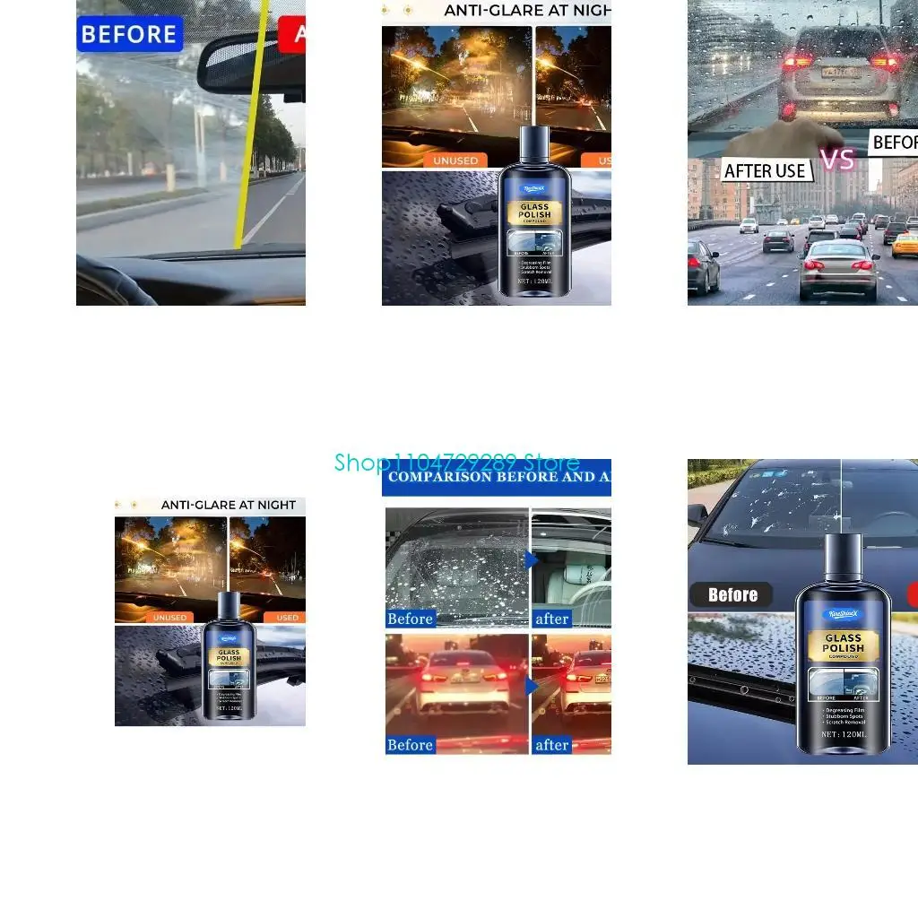 D8KE Windshield Glass Polish Compound with Sponge for Daily Window Care