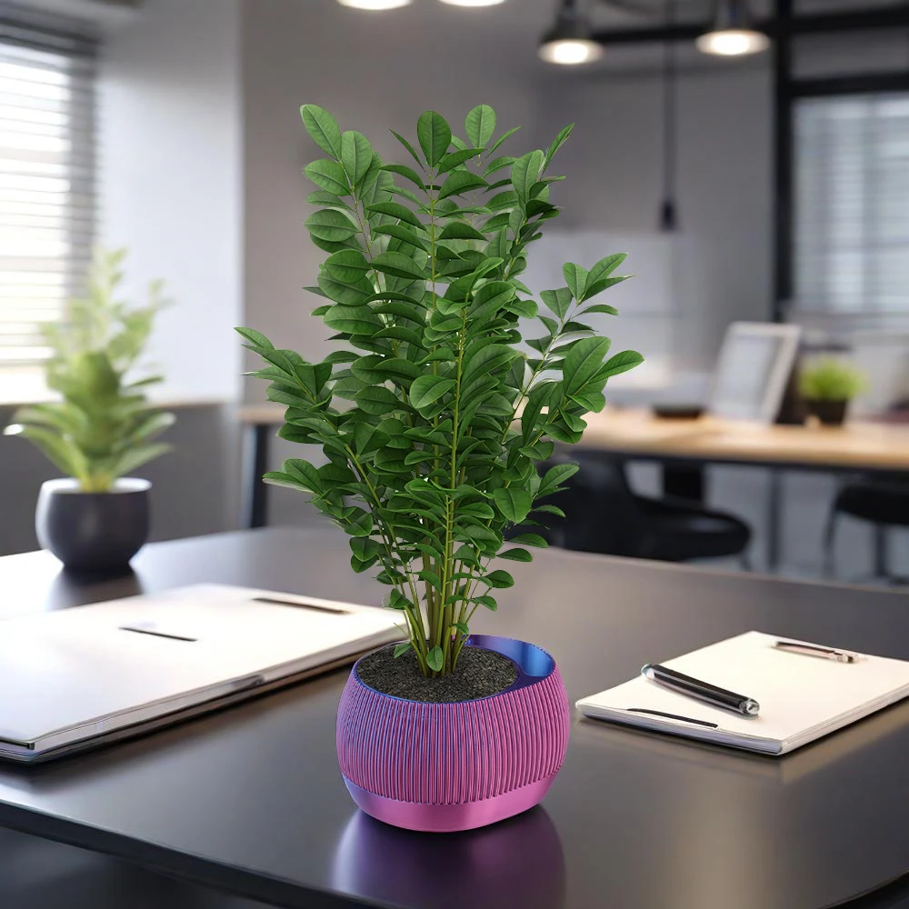 A flower pot statue, designed for office green plant cultivation, featuring 3D-printed personalized flower pots