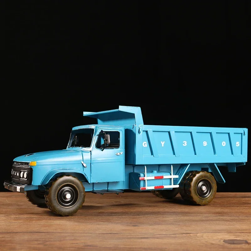 Retro Iron Art Old Liberation Ca141 Tipping Truck Military Vehicle Model Elevatable Transport Truck Military Decoration Toys