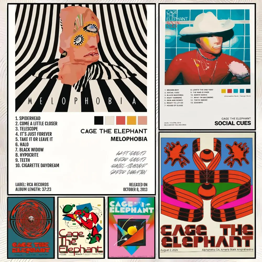Pop Rock Band C-Cage The Elephant Poster Trendy HD PP Paper Waterproof Wall Art Print for Bedroom Living Room Decor