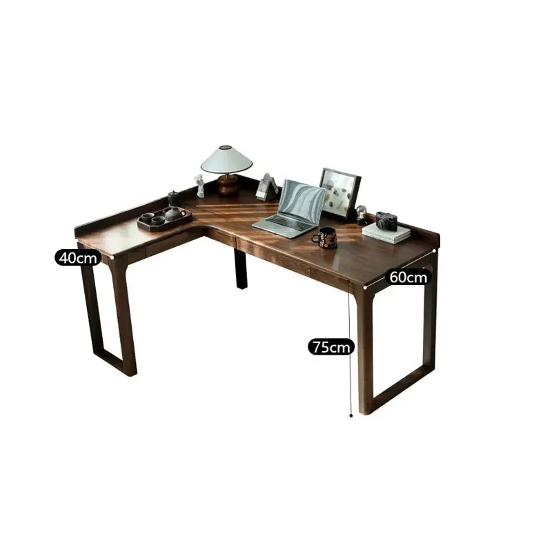 North American black walnut corner desk pure solid wood computer desk L type with drawers