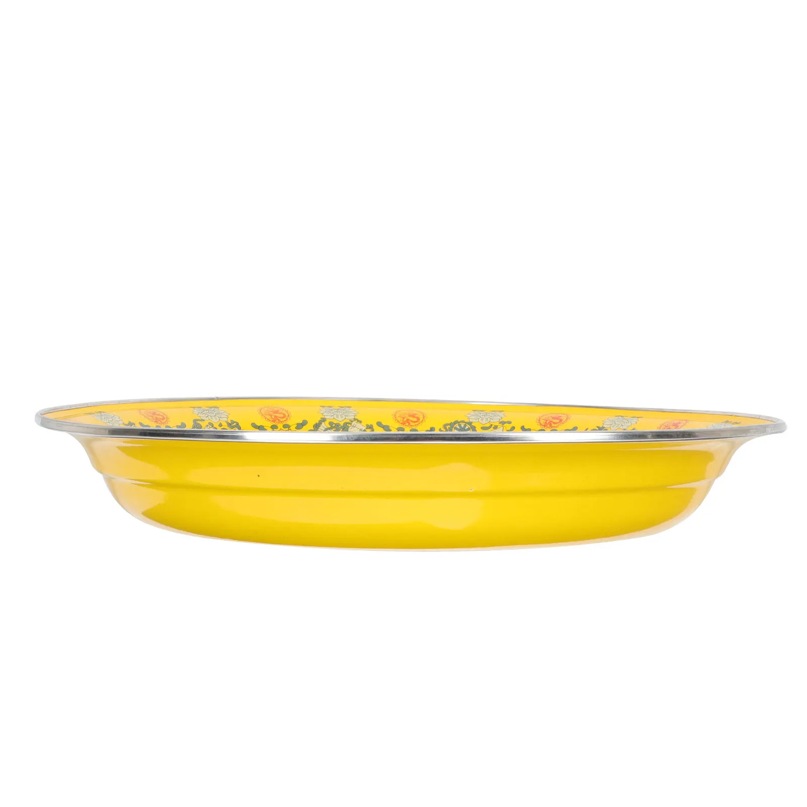 

Heat Resistant Enamelware Plate Vintage Style Fine Workmanship Smooth Line Safe for Hands Wedding Banquet Home Use Food Serving