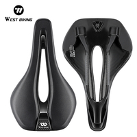 WEST BIKING Lightweight T700 Carbon Fiber Saddle Comfort Road Bike Leather Sponge Seat Cushion Short Nose Hollow Bicycle Saddle