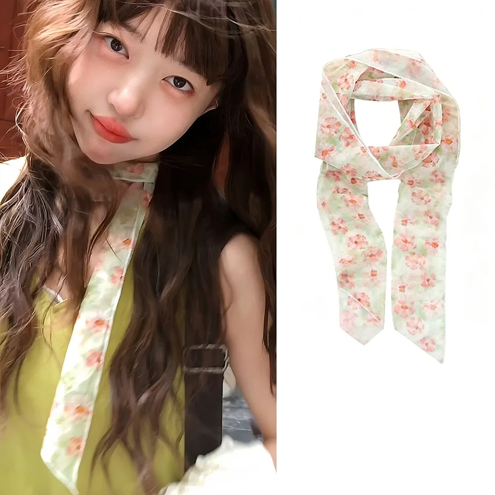 

Gifts lattice Checkered Silk Scarf for Women Thin Atmospheric Belt Long Ribbon Neck Tie Scarf Long Striped Women Summer Scarf