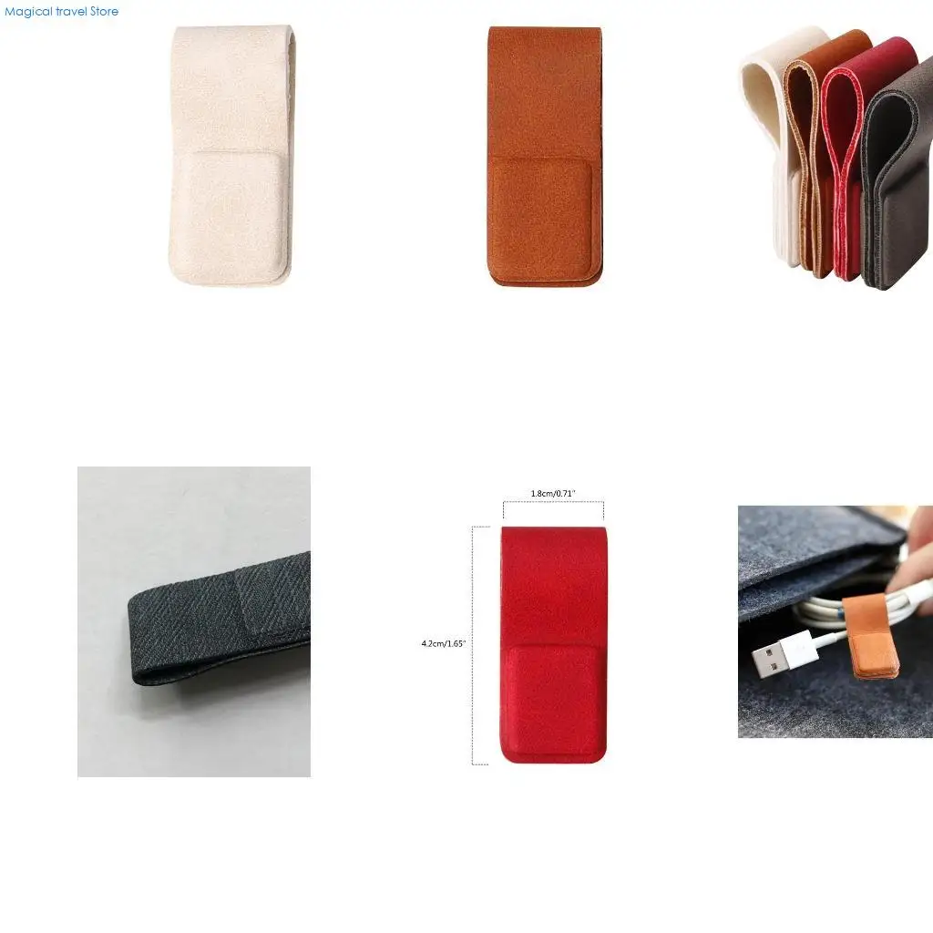 N2UB USB Cable Clips Wire Winder Desktop Data Cord Management Leather Fixer
