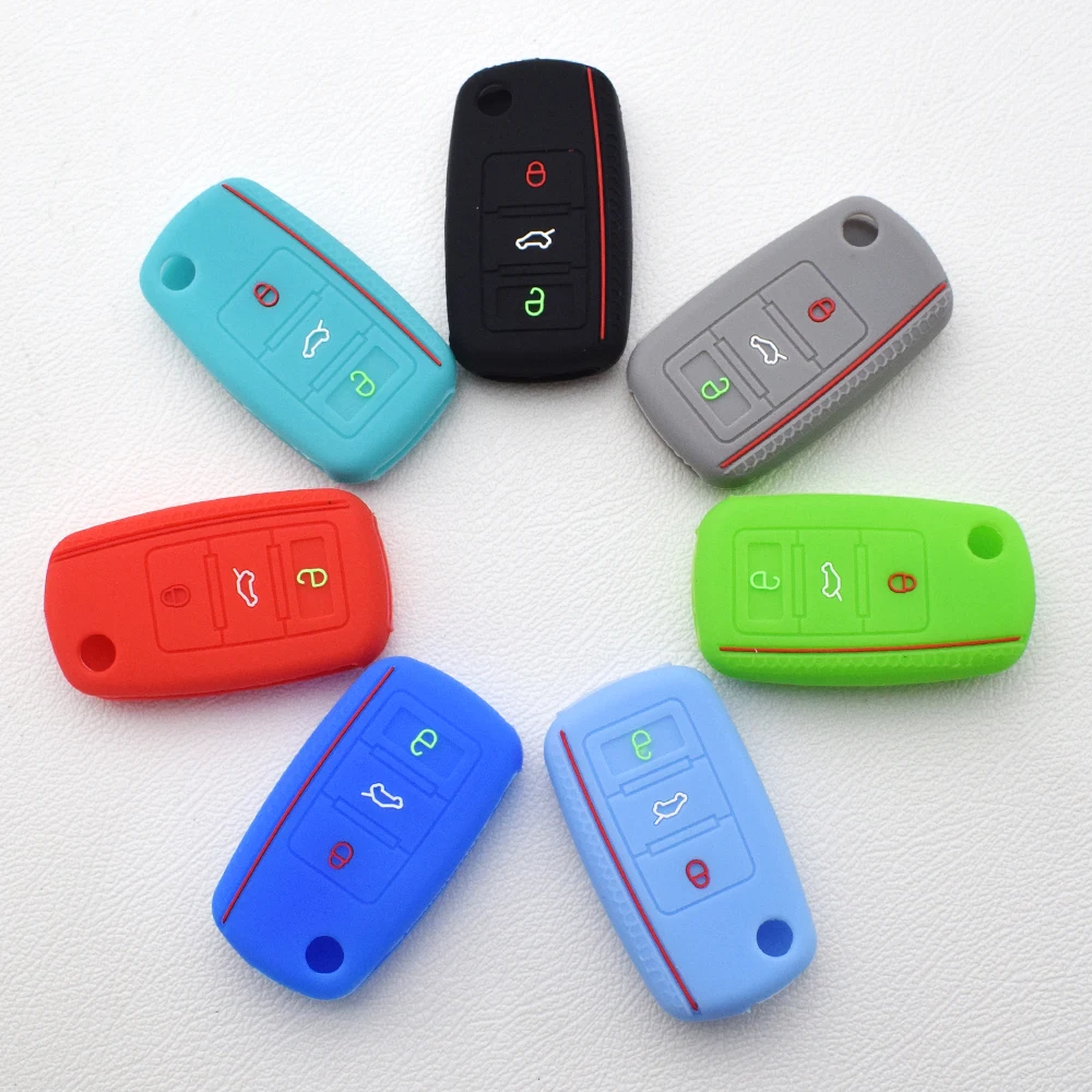 3 Buttons Silicone Key Case Car Key Case for VW Golf Jetta POLO for Skoda Yeti Superb Rapid Octavia for SEAT Leon Ibiza