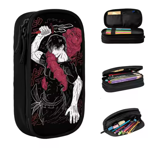 Lovely Sorcerers Hunters Toji Fushiguro JJK Anime Pencil Cases Pencilcases Pen Box for Girl Boy Bags Supplies Gift Stationery