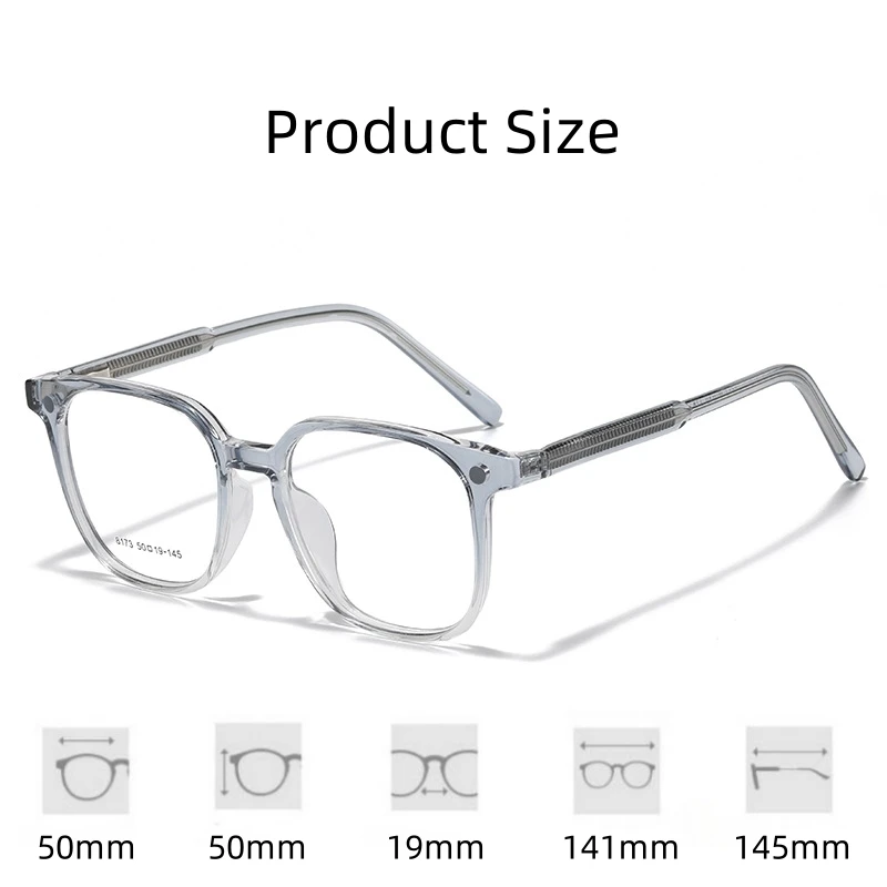 FIRADA Fashion Polarized Magnetic Glasses for Women Retro Square Eyewear Comfortable Prescription Eyeglasses Frame Men 8173-C