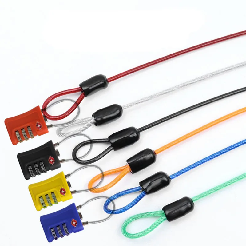 Tsa Approved Cable Locks for Luggage, Suitcase, Tool Case Locks 3 Digit 2m Long Steel Wire Combination Padlock