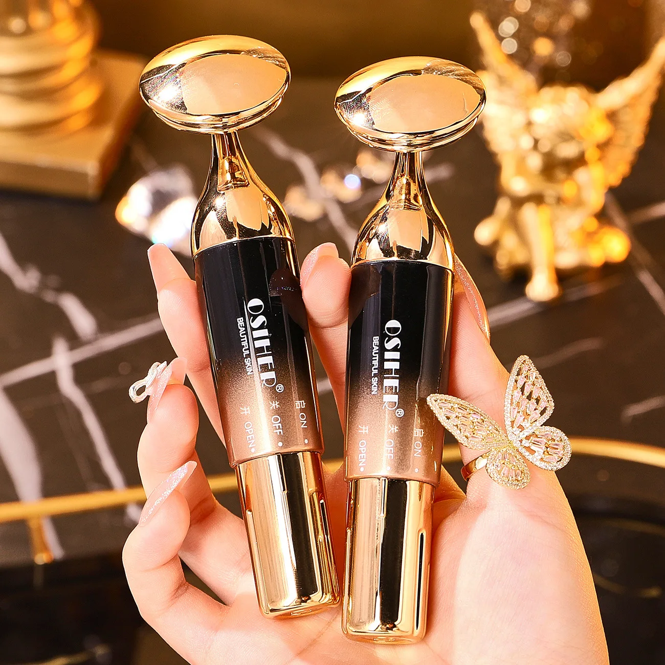 Dispositivos elétricos de beleza facial 3 em 1, lifting facial, anti-rugas, massagem facial com creme facial, introdutor, rejuvenescimento da pele