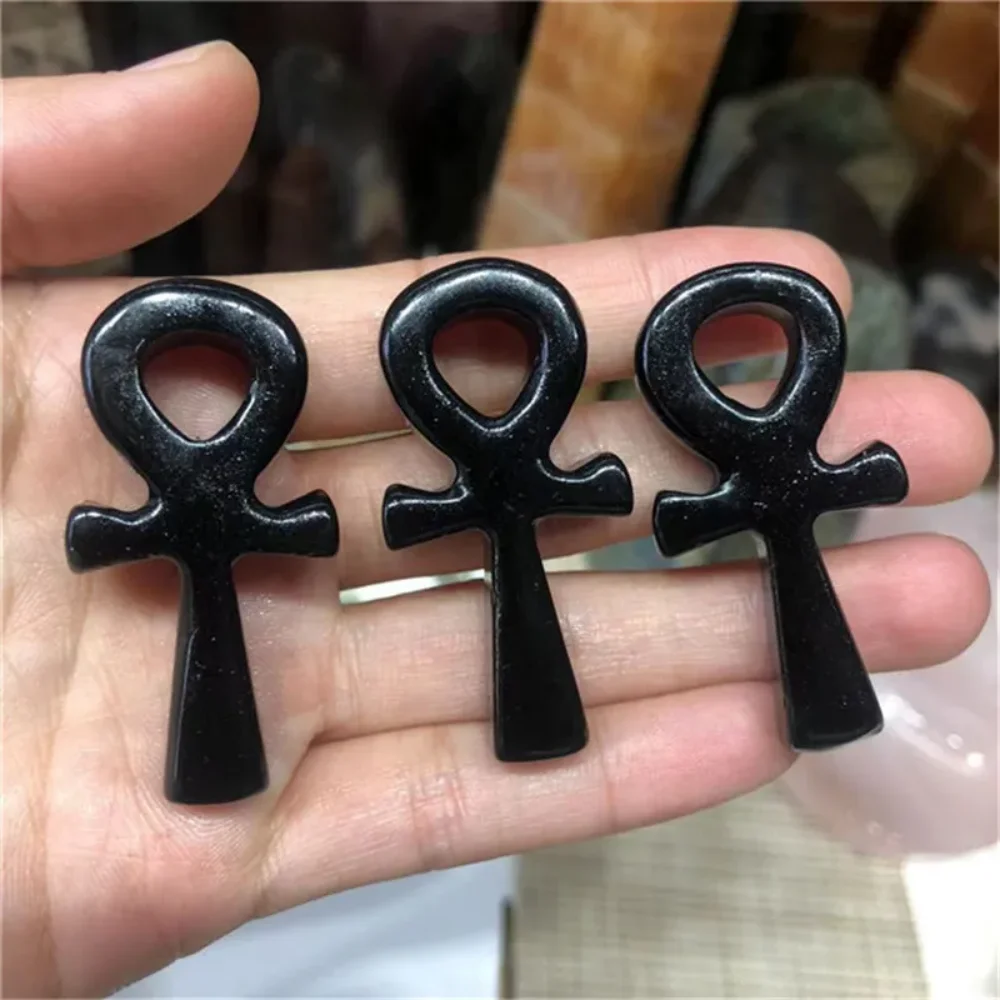 1pc Bohemian Hand-Carved  Obsidian Anka Mineral Stone Home Decor Unique Gift Item